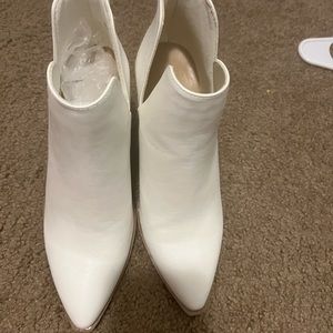 White heeled booties